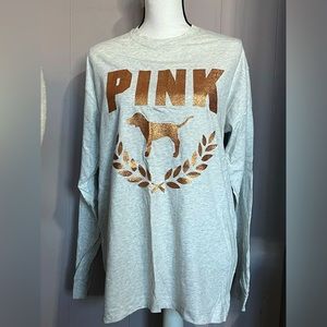 🎀NWT🎀 Victoria’s Secret Pink Long Sleeve Shirt with Rose Gold Logo